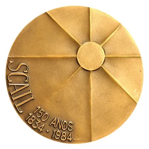 Medalha dos 150 Anos da Sociedade de Casas de Apoio à Infância de Lisboa - reverso