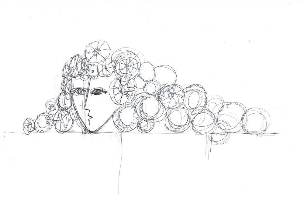 desenho de estudo para monumento "Memória"